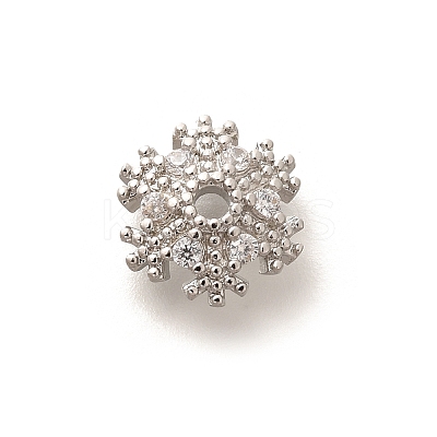 Rack Plating Brass Micro Pave Clear Cubic Zirconia Bead Caps KK-H508-22B-P-1
