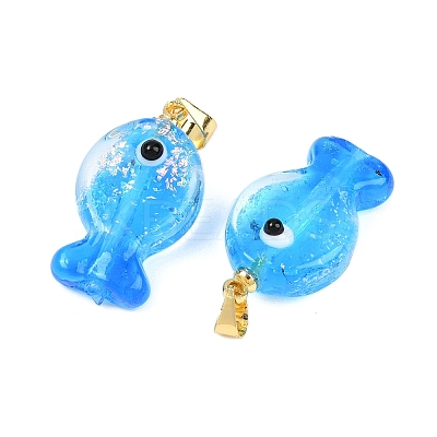 Handmade Dichroic Foil Lampwork Pendants DICH-G001-01G-09-1