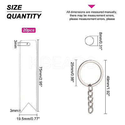 DIY Vertical Flag Acrylic Blank Pendant Keychain Making Kits DIY-BC0001-64A-1