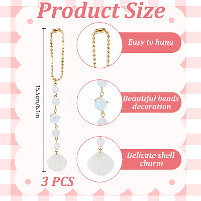 3Pcs Natural White Jade & White Crazy Lace Agate Round Beaded Pendant Decoration HJEW-DR00225-1