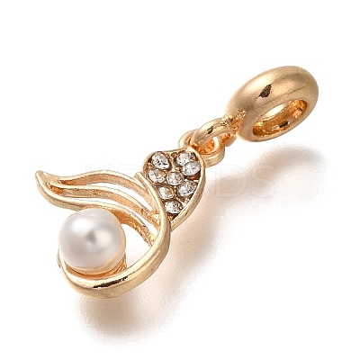 Rack Plating Alloy Crystal Rhinestone European Dangle Charms PALLOY-P307-16G-1