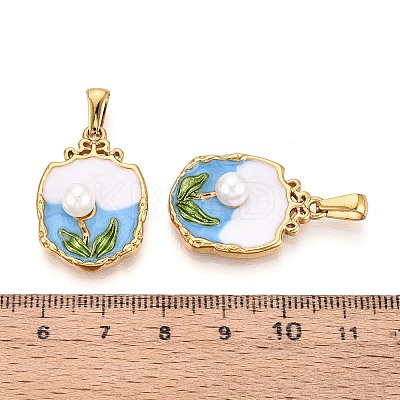 304 Stainless Steel & Enamel & ABS Imitation Pearl Pendants STAS-T072-88A-G-1
