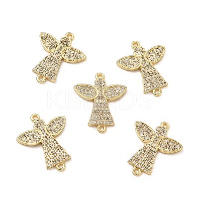Brass Micro Pave Clear Cubic Zirconia Connector Charms KK-E068-VB266-1