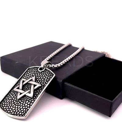 Vintage Stainless Steel Star of David Pendant Necklaces for Men and Women KT8820-1