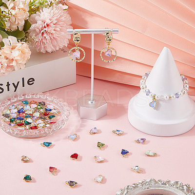 64Pcs 16 Colors Glass Charms FIND-SC0015-32G-1