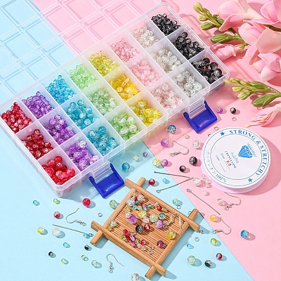 DIY Sparkling Beads Earring Bracelet Making Kit DIY-YW0005-94-1