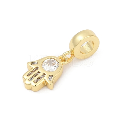 Brass Micro Pave Cubic Zirconia European Dangle Charm KK-U062-24G-1