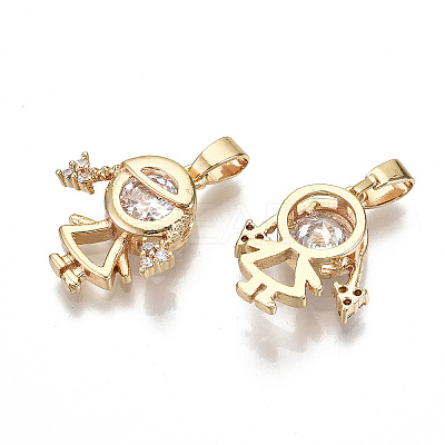 Brass Micro Pave Clear Cubic Zirconia Pendants RJEW-T063-53G-NF-1