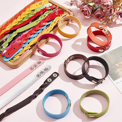 30Pcs 30 Colors PU Leather Braided Cord Bracelet BJEW-AN0001-85-1