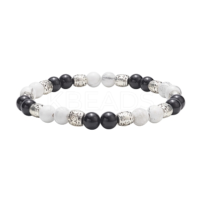 4Pcs 4 Style Natural & Synthetic Mixed Gemstone Strech Bracelets Set BJEW-JB09347-1