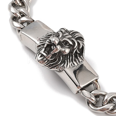 304 Stainless Steel Viking Lion Link Chain Bracelets for Men BJEW-B096-38AS-1