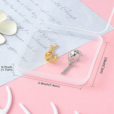 2Pcs 2 Colors Brass Pearl Cage Pendant Mounting KK-CJ0002-15-1