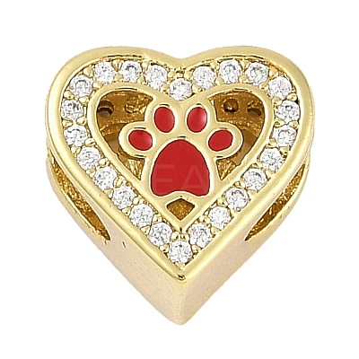 Rack Plating Brass Micro Pave Cubic Zirconia European Beads KK-P287-43G-01-1