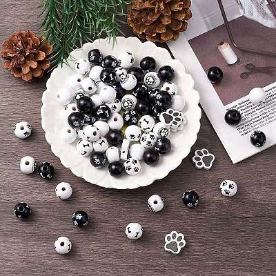 75Pcs 8 Styles Spray Painted Wood Beads Sets WOOD-YW0001-11-1