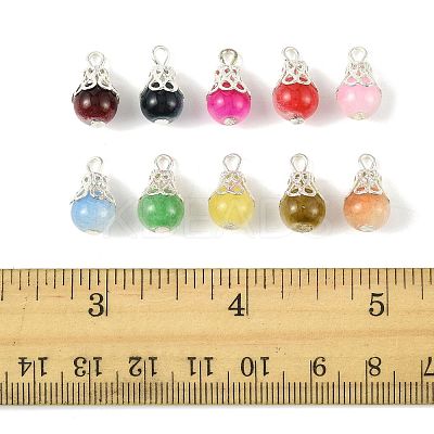 100Pcs 10 Colors Crackle Baking Paint Imitation Jade Glass Charms PALLOY-FS00056-1