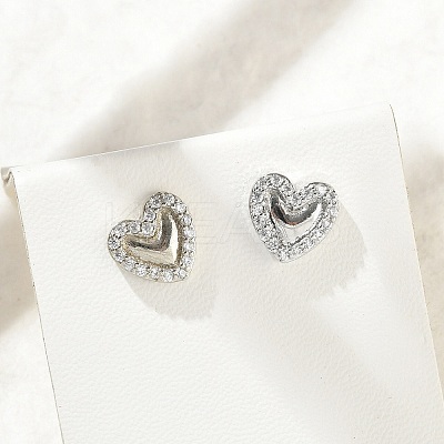 Brass Micro Pave Clear Cubic Zirconia Stud Earrings EJEW-R016-26P-05-1