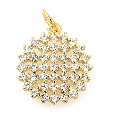 Rack Plating Brass Micro Pave Cubic Zirconia Pendants KK-S396-29G-1