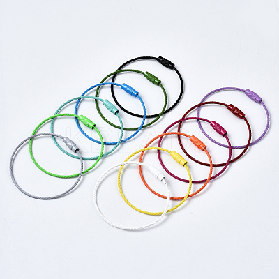 Spray Painted 201 Stainless Steel Wire Cable Keychains X-BJEW-T019-01-1