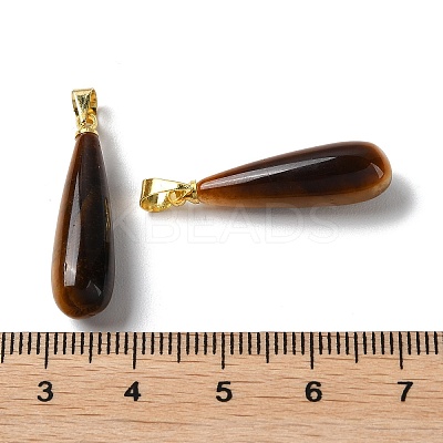 Natural Tiger Eye Teardrop Pendants G-Q005-03G-02-1