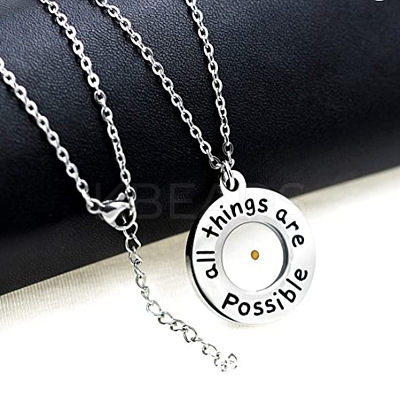 304 Stainless Steel with Mustard Seed Pendant Necklaces FS-WG8D6B2-01-1