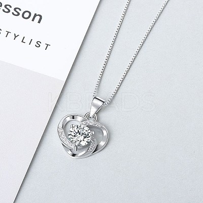 Anti-Tarnish Rhodium Plated 925 Sterling Silver Pendants ZIRC-BB50406-A-1