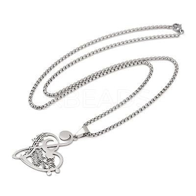 201 Stainless Steel Musical Note Heart Quote Pendant Necklaces LS-NJEW-K283-03P-1