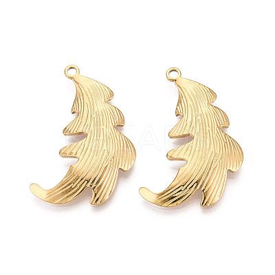 304 Stainless Steel Leaf Pendants STAS-T069-39G-1