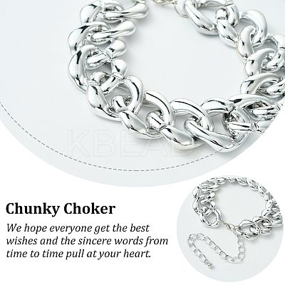 1Pc Aluminum Chunky Cuban Link Chain Choker Necklaces for Women NJEW-SP0001-11P-1