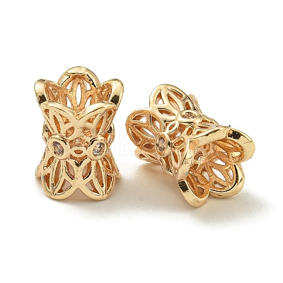 Rack Plating Brass Micro Pave Cubic Zirconia Beads KK-K386-05G-01-1