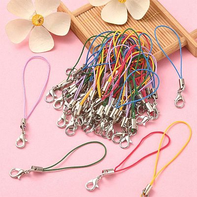 50Pcs 5 Colors Polyester Cord Mobile Straps MOBA-YW0001-03-1