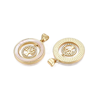 Brass Micro Pave Clear Cubic Zirconia Pendants KK-N254-189G-1