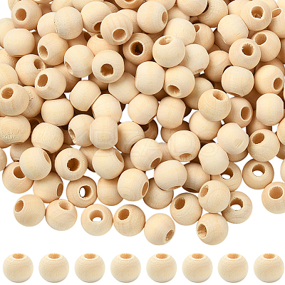 Natural Unfinished Wood Beads WOOD-SP0001-62D-1