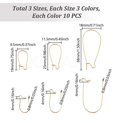 90Pcs 9 Styles Brass Hoop Earrings Findings DIY-GA0007-79-1