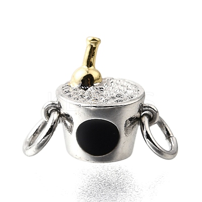 Brass Enamel Champagne Bucket Connector Charms KK-V007-40GP-01-1