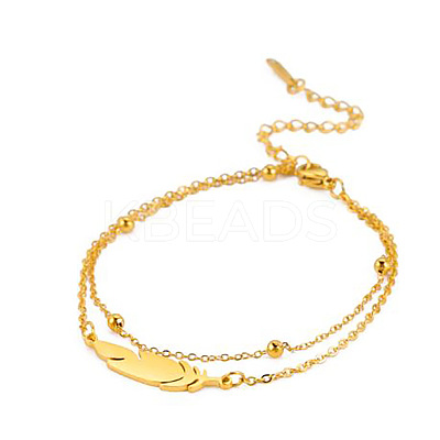 Feather 201 Stainless Steel Link Double Layer Anklets for Women FS-WGD6197-04-1