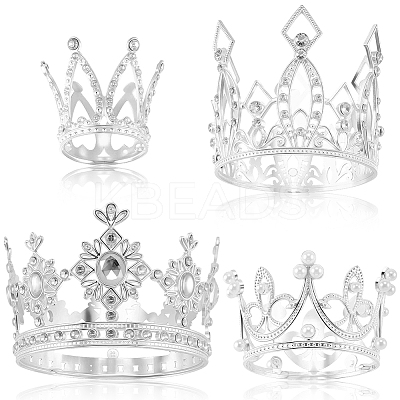 4Pcs 4 Styles Crown Zinc Alloy Cake Decoration AJEW-CP0008-84S-1