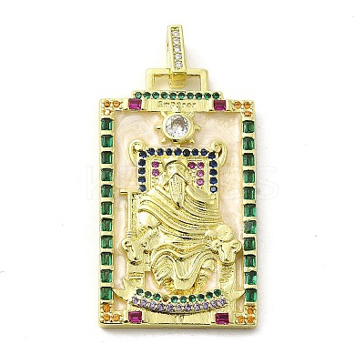 Brass Micro Pave Cubic Zirconia Pendants with Enamel KK-H458-03G-20-1