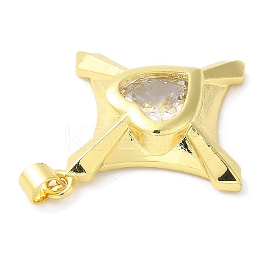Real 18K Gold Plated Rack Plating Brass Micro Pave Cubic Zirconia Pendants KK-F854-14G-02-1