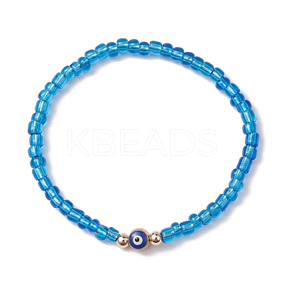10Pcs 10 Styles Blue Color Palette Glass Seed Beaded Stretch Bracelets Sets BJEW-MZ00096-1