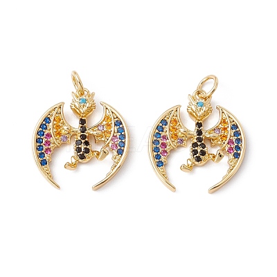 Rack Plating Brass Micro Pave Colorful Cubic Zirconia Pendants ZIRC-C040-48A-G-1