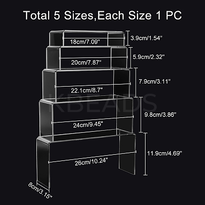 5Pcs 5 Styles U-shape Acrylic Shoes Display Stand Risesrs ODIS-WR0001-01-1