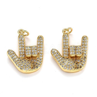 Brass Micro Pave Clear Cubic Zirconia Pendants ZIRC-L100-015G-1