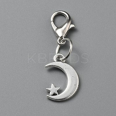 Moon & Star Alloy Shoes Charms AJEW-WH20121-24B-1