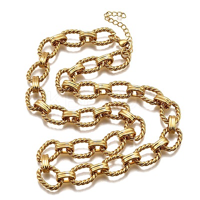 304 Stainless Steel Twisted Oval Link Chain Necklaces NJEW-R023-13G-1