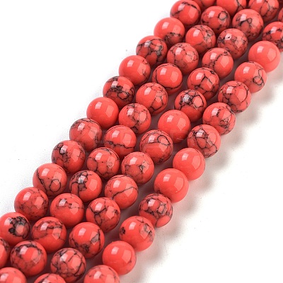 Dyed Synthetic Turquoise Gemstone Bead Strands TURQ-R032-8mm-XSS18-1