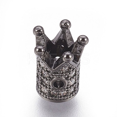 Brass Micro Pave Cubic Zirconia Beads X-ZIRC-F088-029B-1