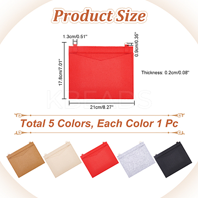 5Pcs 5 Colors Wool Felt Bag Organizer Inserts FIND-WR0007-29B-1
