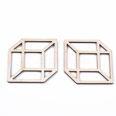Unfinished Natural Poplar Wood Pendants WOOD-S045-116-1
