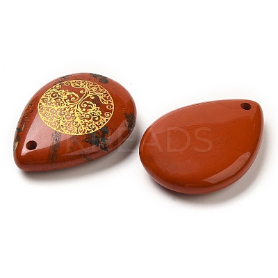 Natural Red Jasper Drop Pendants G-C158-01H-1