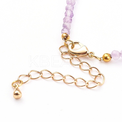 Faceted Natural Amethyst Beaded Bracelets for Women BJEW-JB05928-03-1